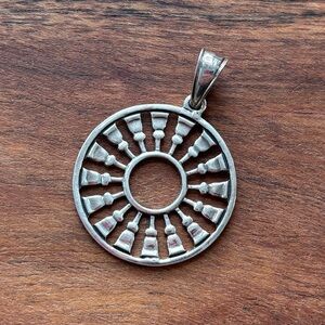 Sterling Silver Round Cut Out Sun Pendant